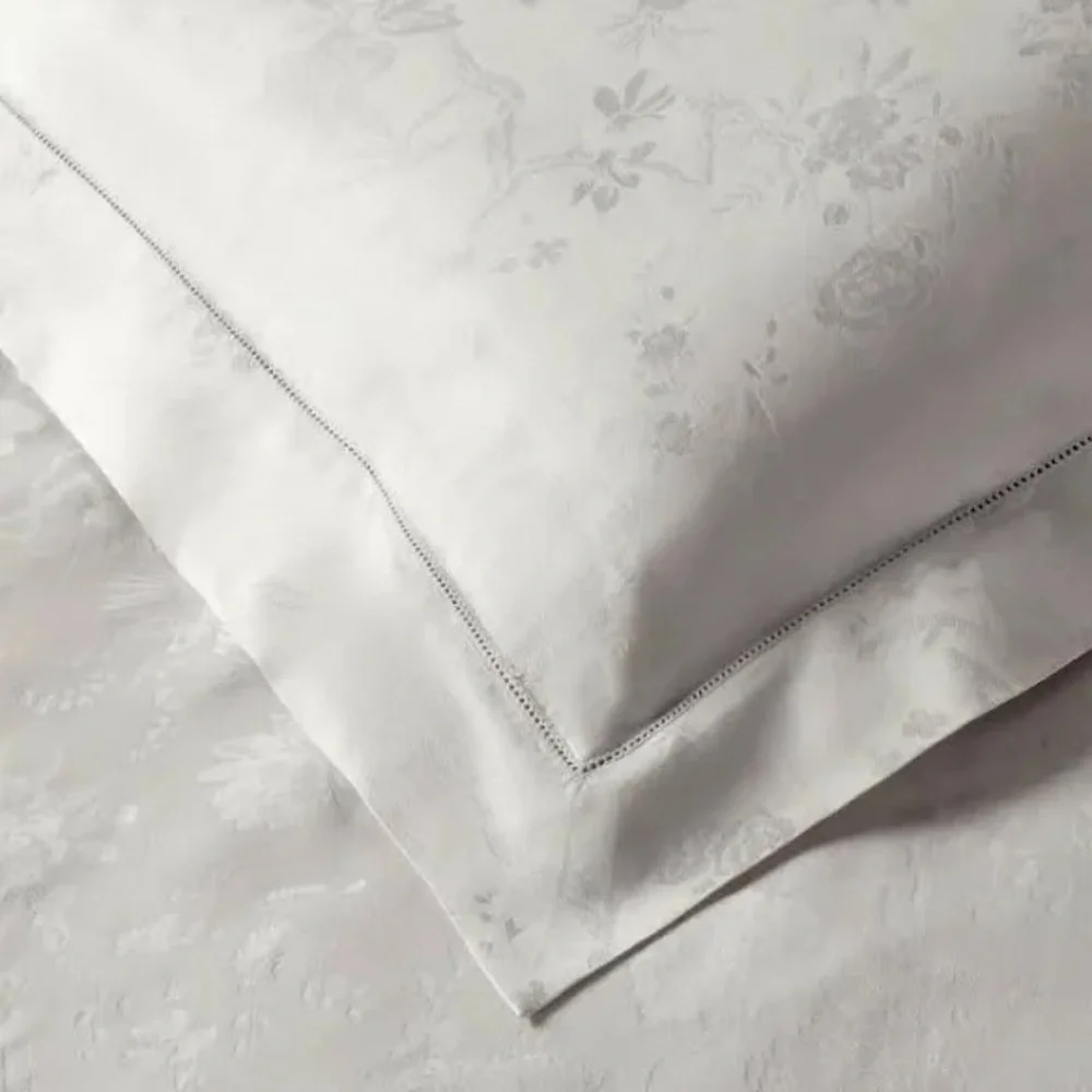 Ralph Lauren Home Organic Cotton Bethany Jacquard Silver Queen Duvet Cover, NWT